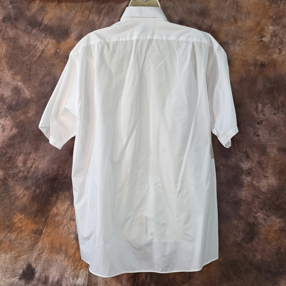 Van Heusen Mens Dress Shirt Short Or Half Sleeve White 17.5 - Picture 2 of 4
